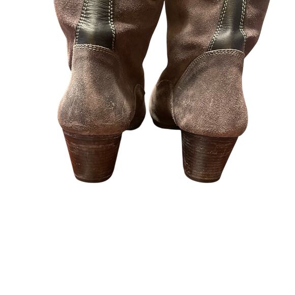 Gray Suede Knee High Handmade Boots n.d.c. 40 Tall Dressy Bohemian Earthy - Picture 6 of 8